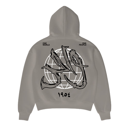 Wahid Gray graphic hoodie, back view