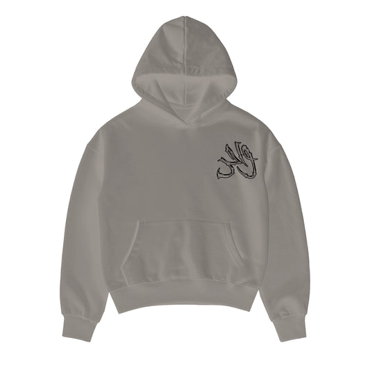 Wahid Gray graphic hoodie, front view